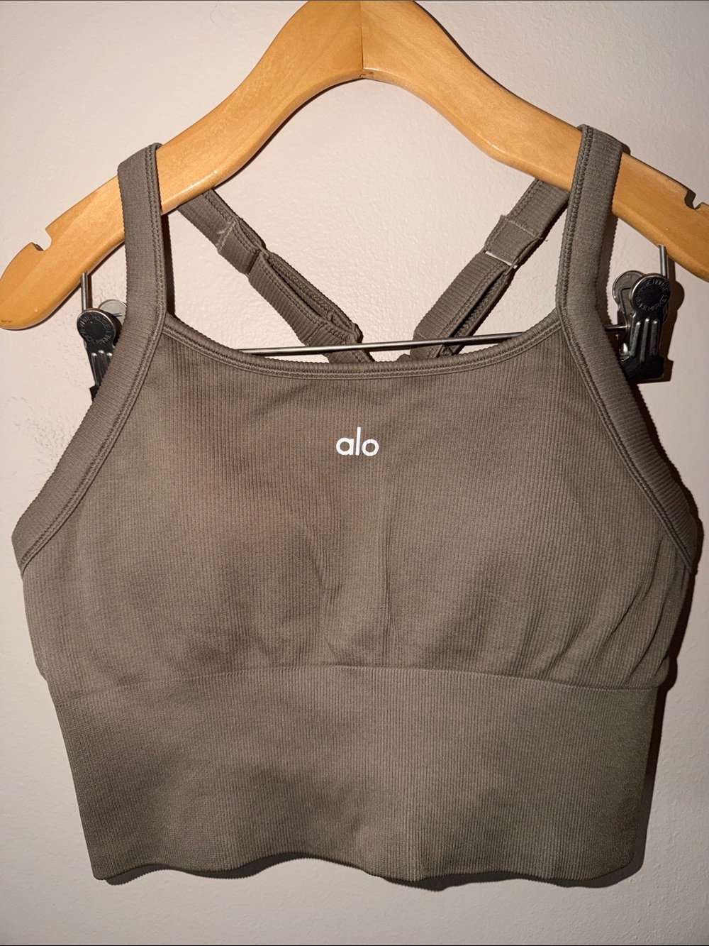 Alo Yoga Seamless Ribbed Favorite Bra Tank in Light Cocoa Size M